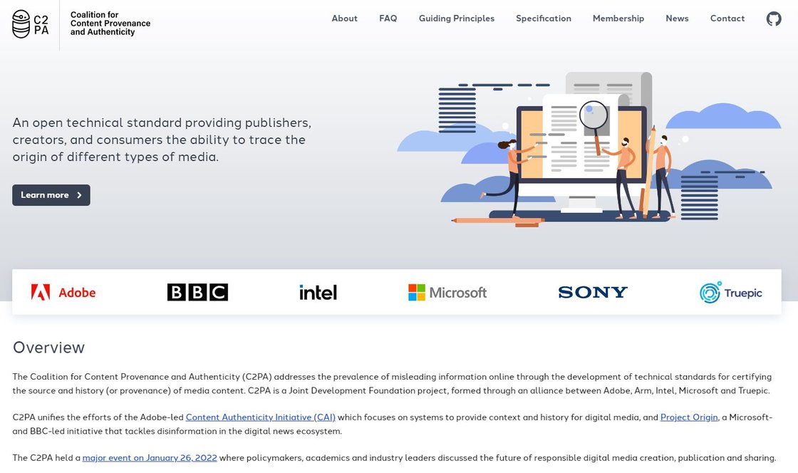 C2PA 웹페이지