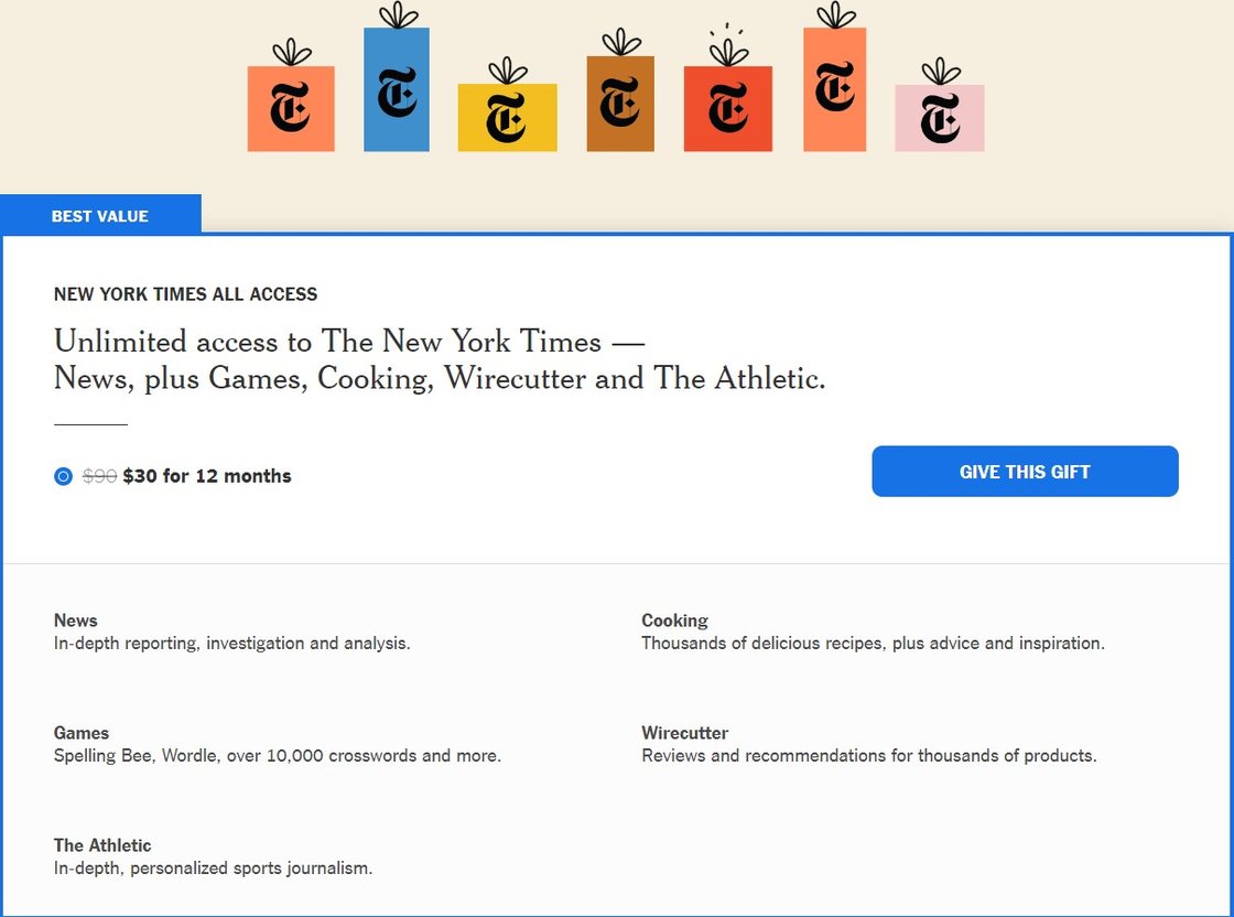 뉴욕타임스 올 억세스 구독 상품