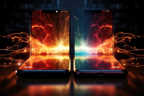 smartphone-with-colorful-screen-on-a-plain-background-3d-rendering